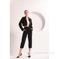 Ladies' Black Color Cropped Blazer and Trousers